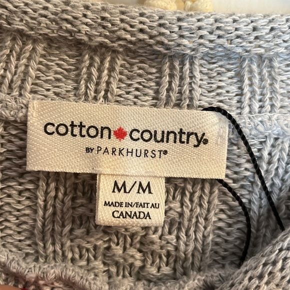 COTTON COUNTRY  sweater intricate knit pattern women’s M light gray - Picture 2 of 8
